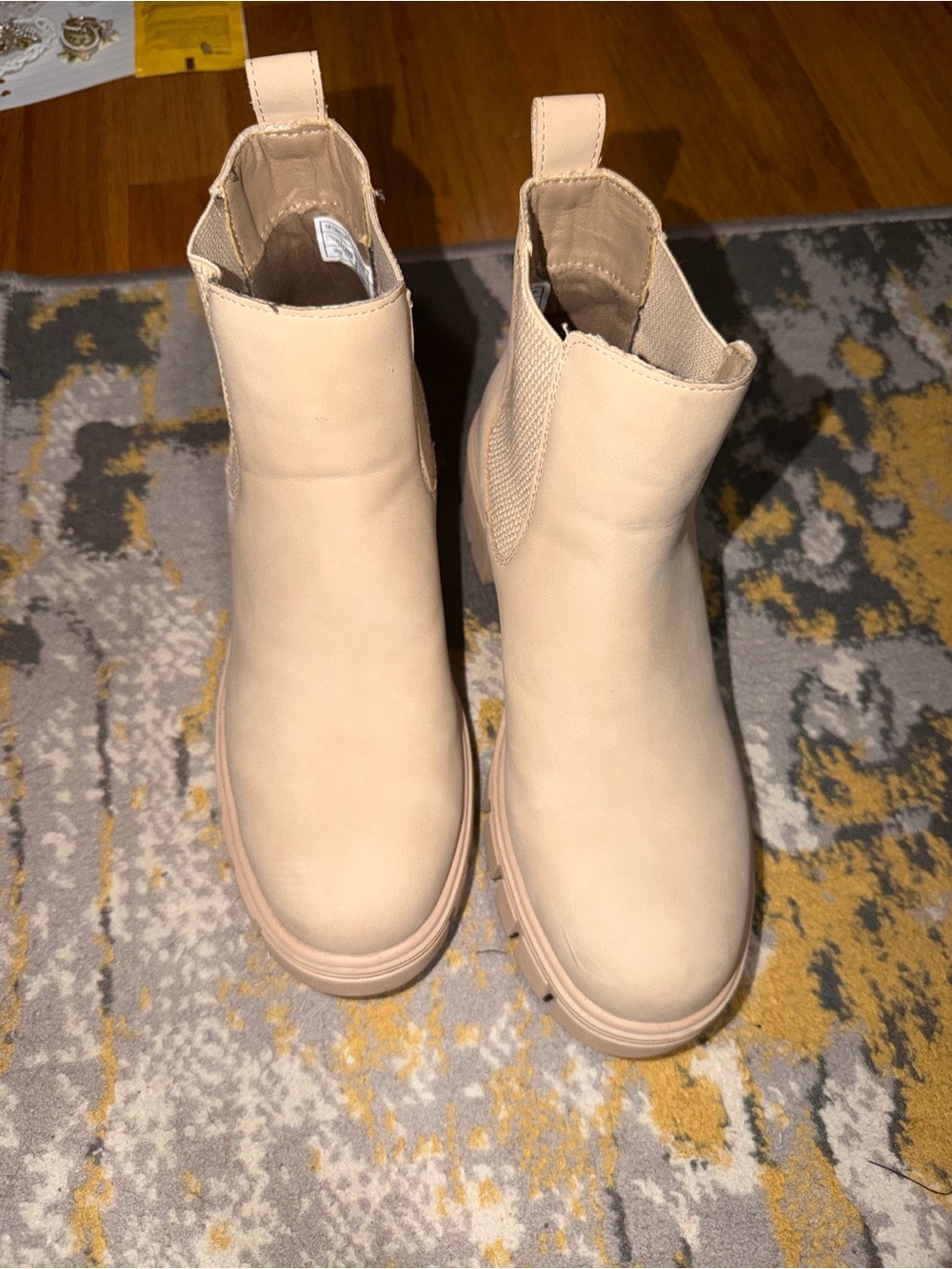 Women's Cream Chelsea Booties - Stylish Neutral Ankle Boots